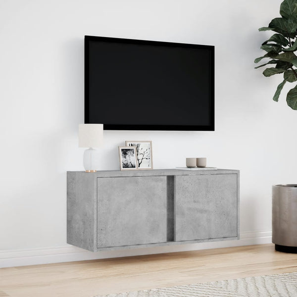 TV-Wandschrank mit LED Betongrau 80cm