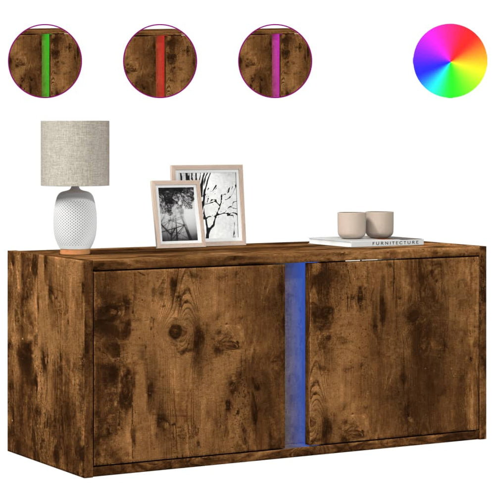 TV-Wandschrank Räuchereiche mit LED 80cm