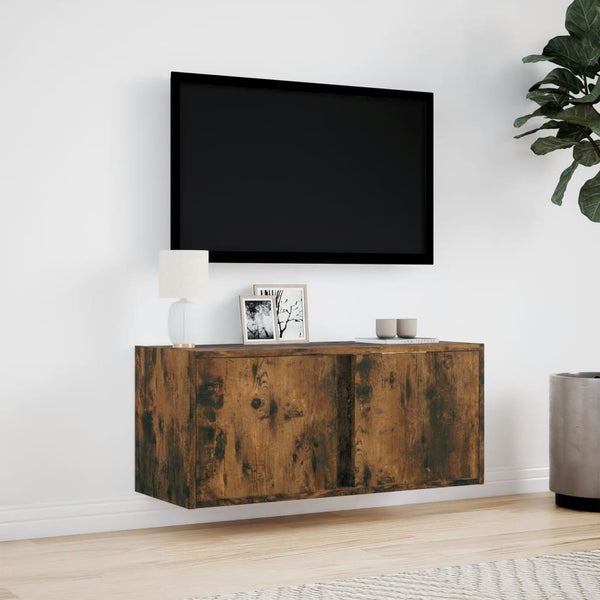 TV-Wandschrank Räuchereiche mit LED 80cm