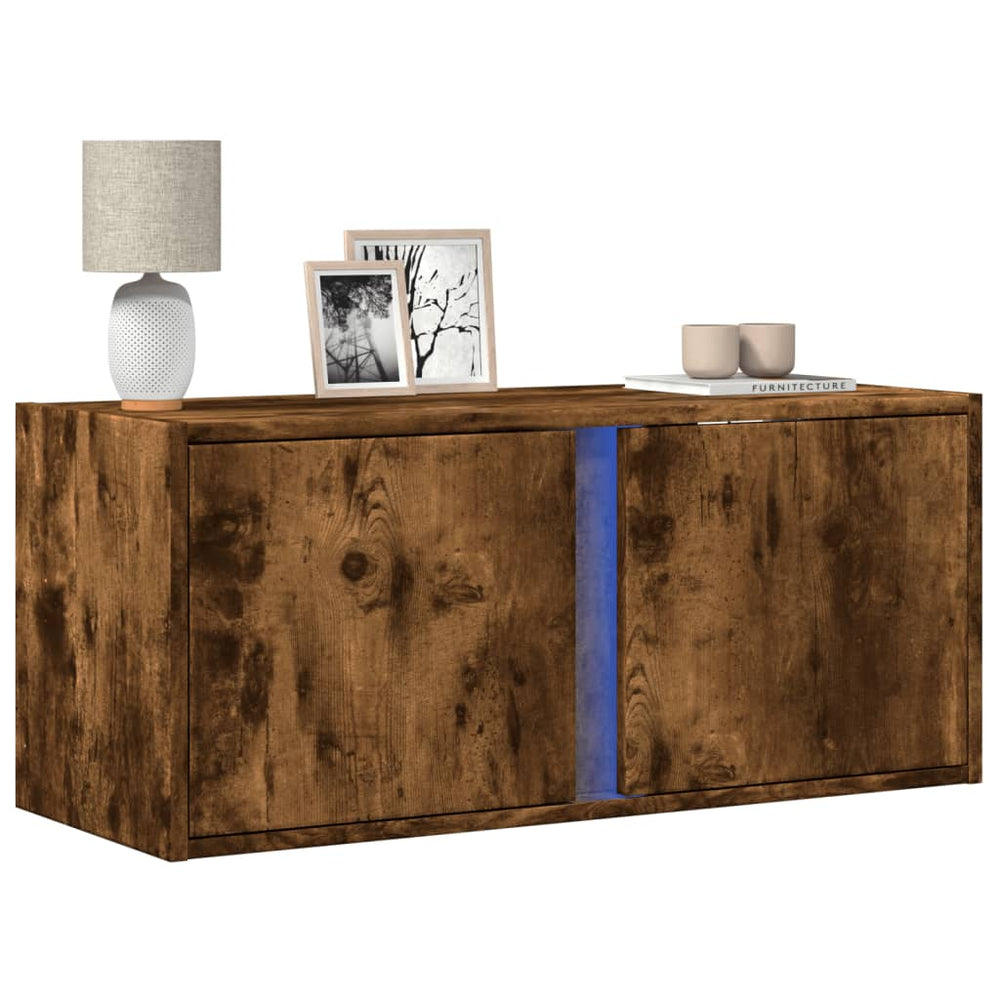TV-Wandschrank Räuchereiche mit LED 80cm