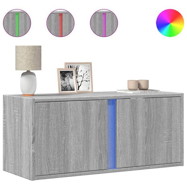 TV-Wandschrank mit LED Grau Sonoma 80 cm