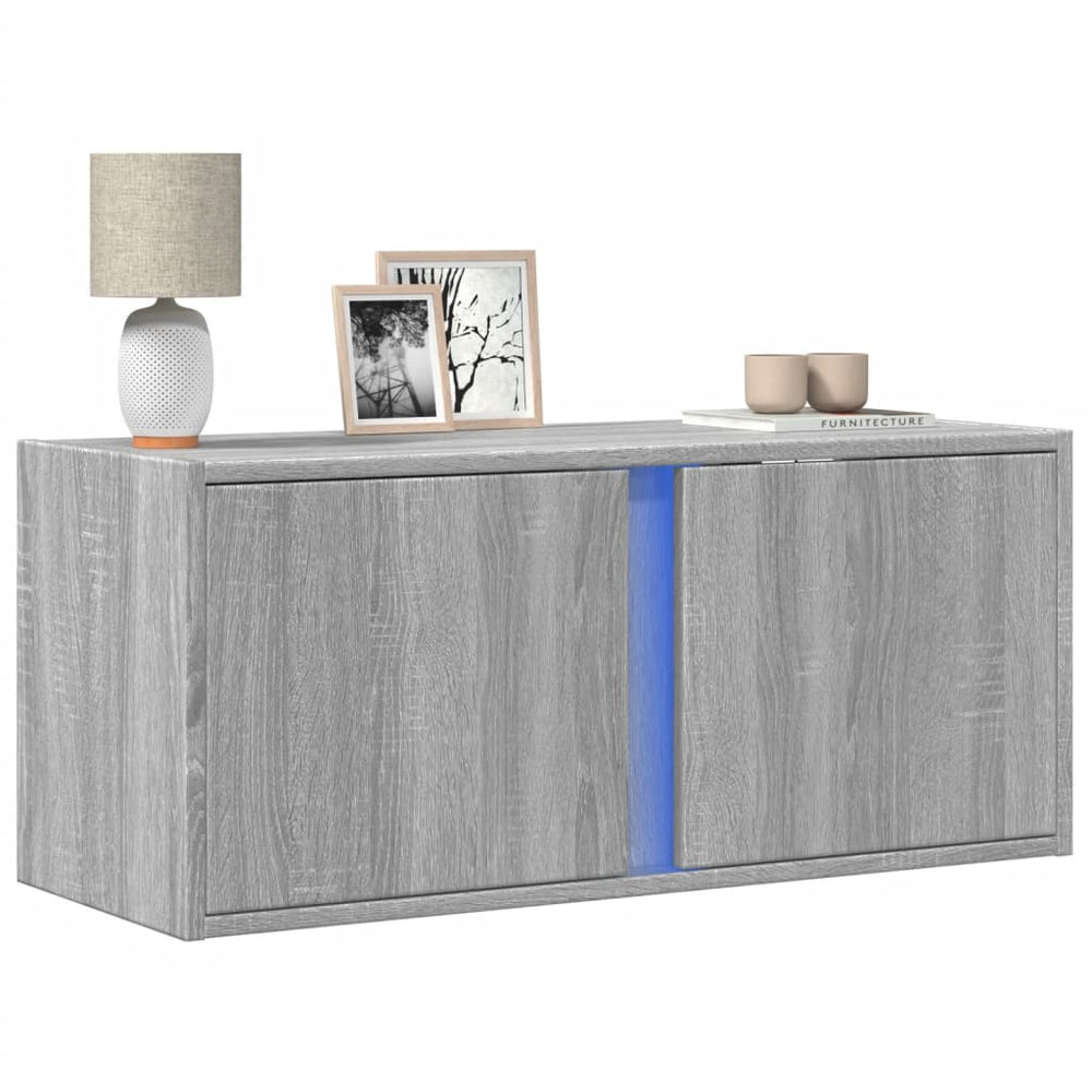 TV-Wandschrank mit LED Grau Sonoma 80 cm