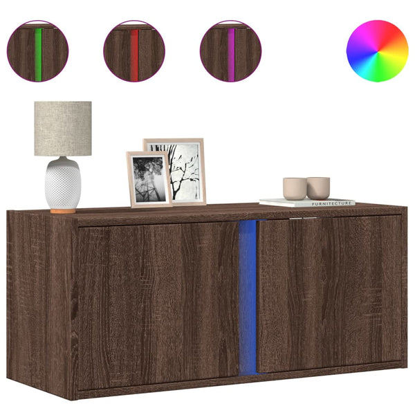 TV-Wandschrank Eichenoptik mit LED-Beleuchtung