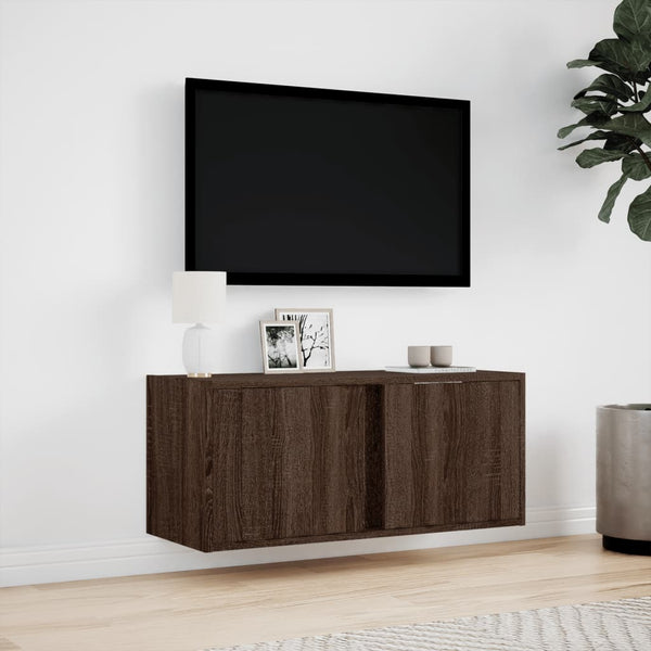 TV-Wandschrank Eichenoptik mit LED-Beleuchtung