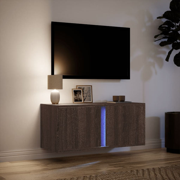TV-Wandschrank Eichenoptik mit LED-Beleuchtung