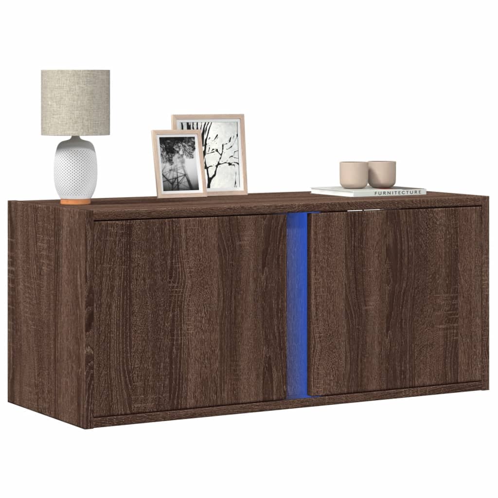 TV-Wandschrank Eichenoptik mit LED-Beleuchtung