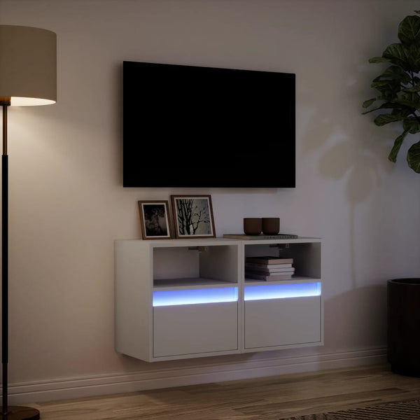 TV-Wandschränke mit LED Weiß 2er Set