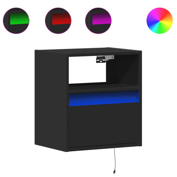 TV-Wandschränke mit LED Schwarz 2er-Set