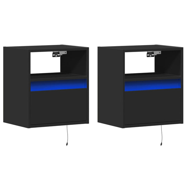 TV-Wandschränke mit LED Schwarz 2er-Set
