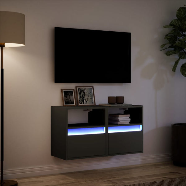 TV-Wandschränke mit LED Schwarz 2er-Set