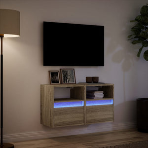 TV-Wandschränke mit LED Sonoma 2er-Set