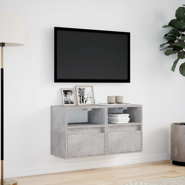 TV-Wandschränke mit LED Betongrau 2er-Set