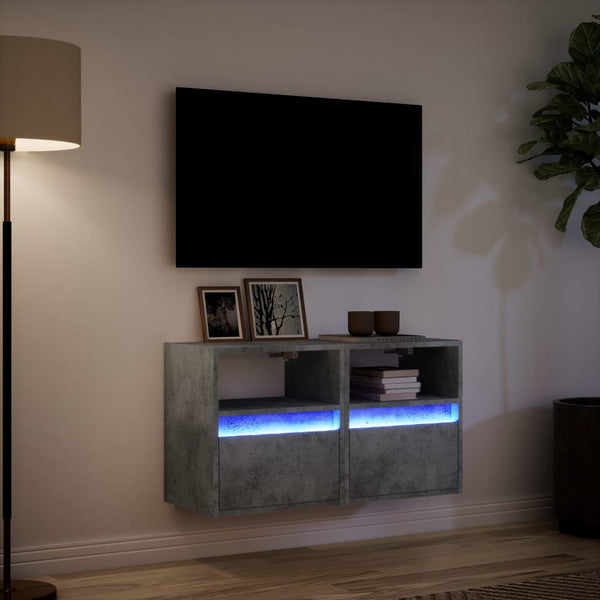 TV-Wandschränke mit LED Betongrau 2er-Set