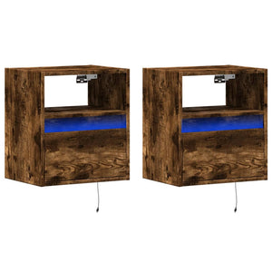 TV-Wandschränke mit LED Räuchereiche, 2er-Set