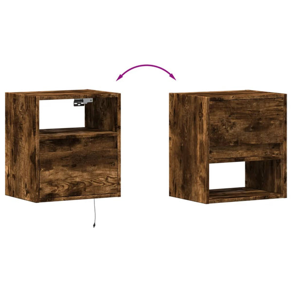 TV-Wandschränke mit LED Räuchereiche, 2er-Set
