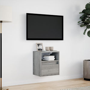 TV-Wandschrank mit LED Grau Sonoma