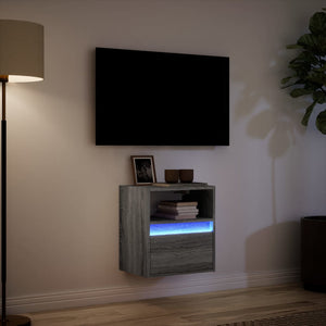 TV-Wandschrank mit LED Grau Sonoma