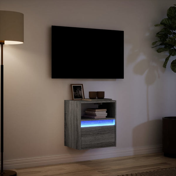 TV-Wandschrank mit LED Grau Sonoma