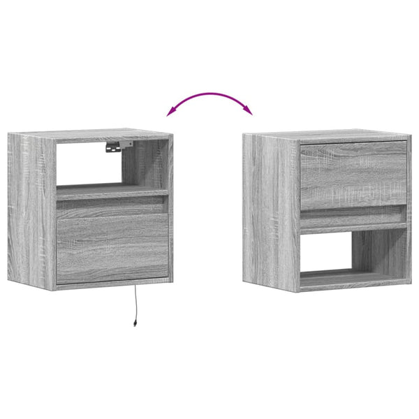 TV-Wandschrank mit LED Grau Sonoma