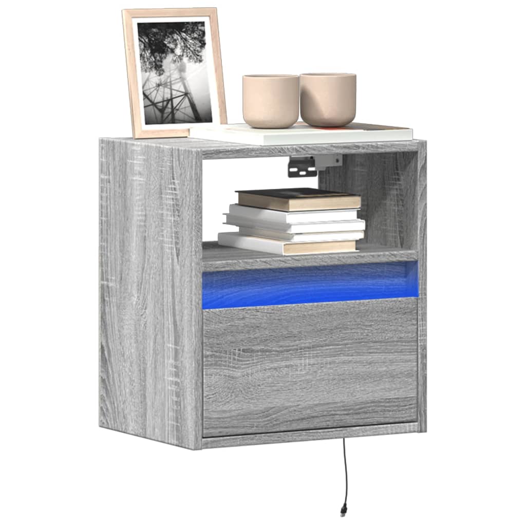 TV-Wandschrank mit LED Grau Sonoma