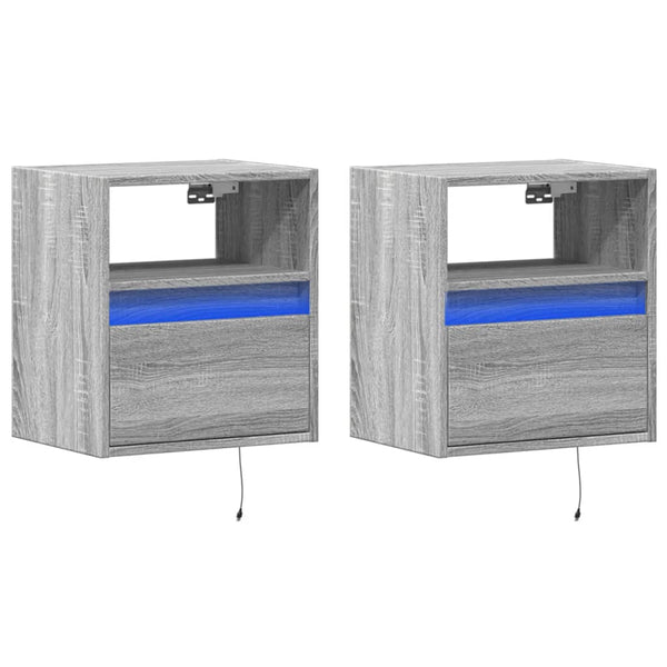 TV-Wandschränke mit LED, 2er-Set Grau Sonoma