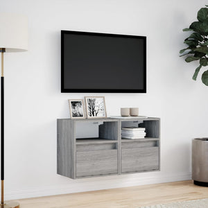 TV-Wandschränke mit LED, 2er-Set Grau Sonoma