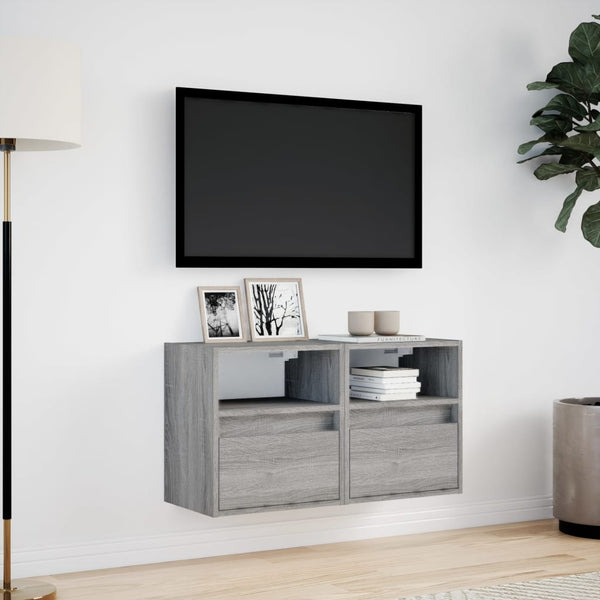 TV-Wandschränke mit LED, 2er-Set Grau Sonoma