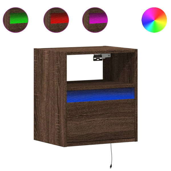 TV-Wandschränke mit LED-Beleuchtung, 2er-Set, Eichenoptik
