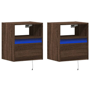 TV-Wandschränke mit LED-Beleuchtung, 2er-Set, Eichenoptik