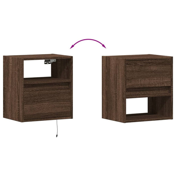 TV-Wandschränke mit LED-Beleuchtung, 2er-Set, Eichenoptik