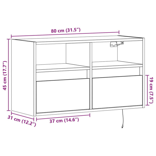 TV-Wandschrank mit LED Weiß 80cm