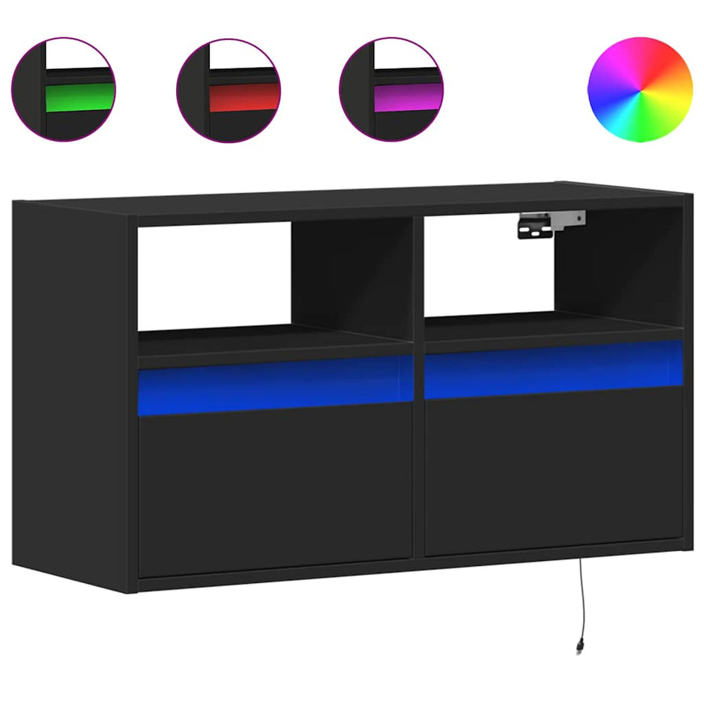 TV-Wandschrank mit LED Schwarz 80 cm