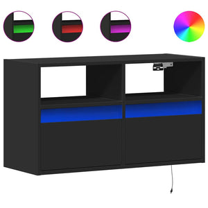 TV-Wandschrank mit LED Schwarz 80 cm