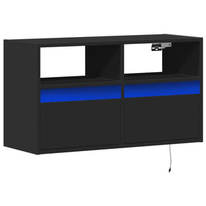 TV-Wandschrank mit LED Schwarz 80 cm