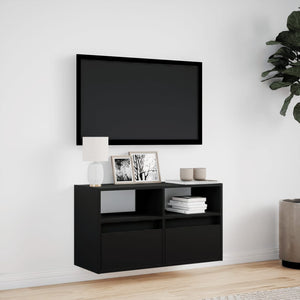 TV-Wandschrank mit LED Schwarz 80 cm