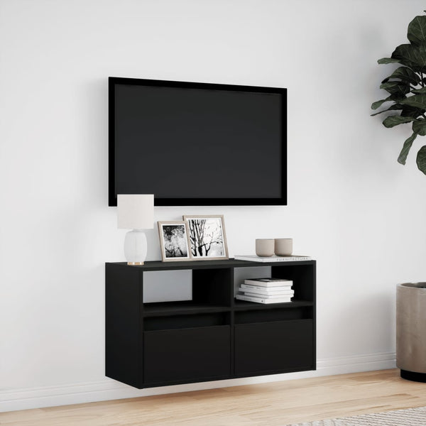 TV-Wandschrank mit LED Schwarz 80 cm