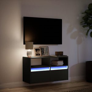 TV-Wandschrank mit LED Schwarz 80 cm