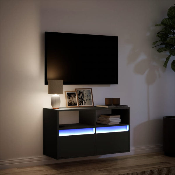 TV-Wandschrank mit LED Schwarz 80 cm
