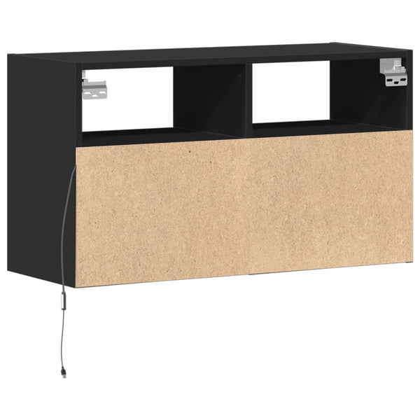 TV-Wandschrank mit LED Schwarz 80 cm