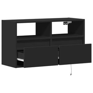 TV-Wandschrank mit LED Schwarz 80 cm