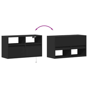 TV-Wandschrank mit LED Schwarz 80 cm