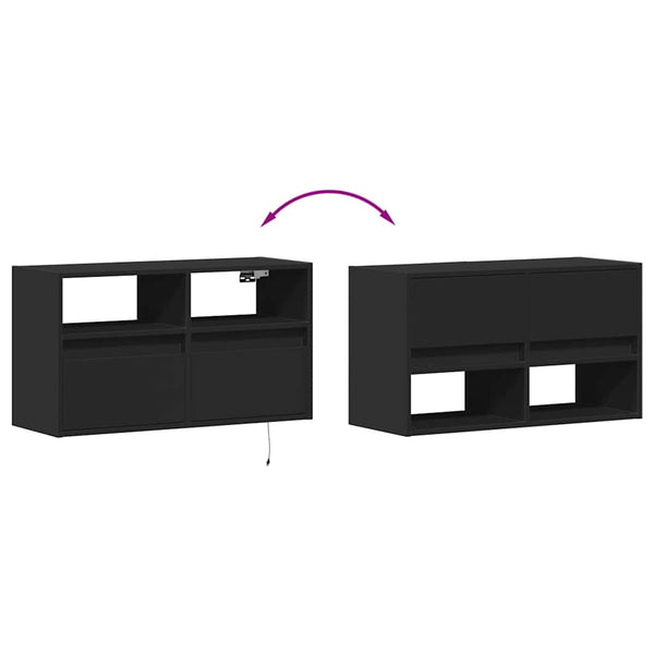 TV-Wandschrank mit LED Schwarz 80 cm