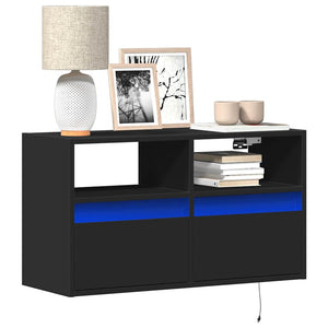 TV-Wandschrank mit LED Schwarz 80 cm