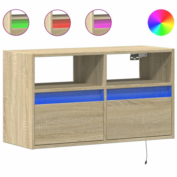 TV-Wandschrank mit LED Sonoma-Eiche 80 cm