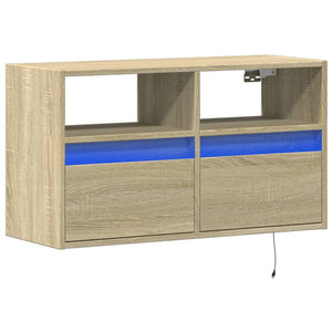 TV-Wandschrank mit LED Sonoma-Eiche 80 cm