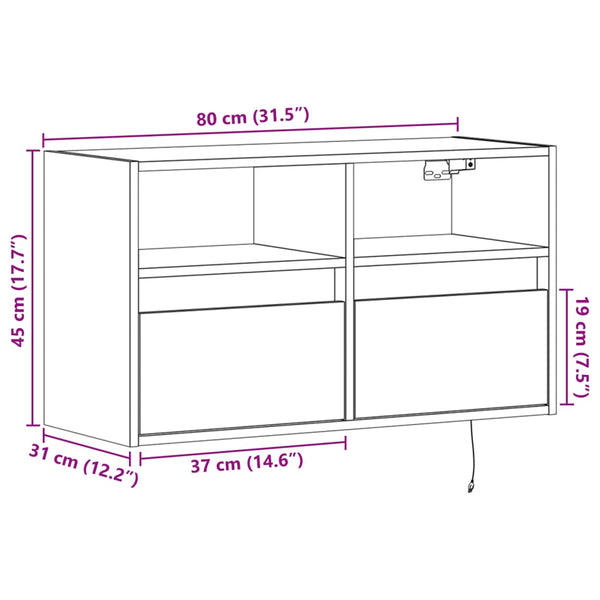 TV-Wandschrank mit LED Sonoma-Eiche 80 cm