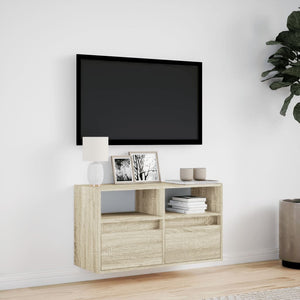 TV-Wandschrank mit LED Sonoma-Eiche 80 cm