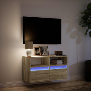 TV-Wandschrank mit LED Sonoma-Eiche 80 cm
