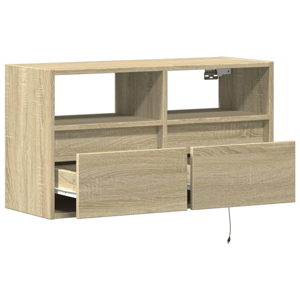 TV-Wandschrank mit LED Sonoma-Eiche 80 cm