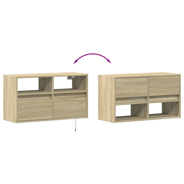 TV-Wandschrank mit LED Sonoma-Eiche 80 cm